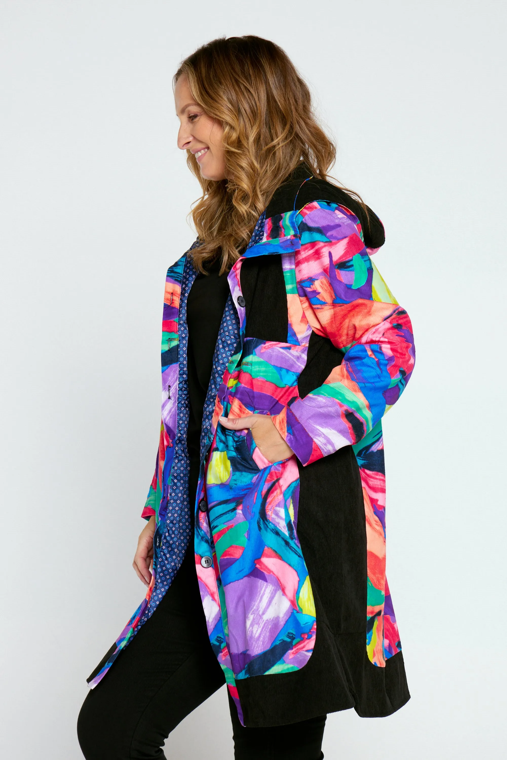 Bicheno Corduroy Coat - Rainbow Swirl