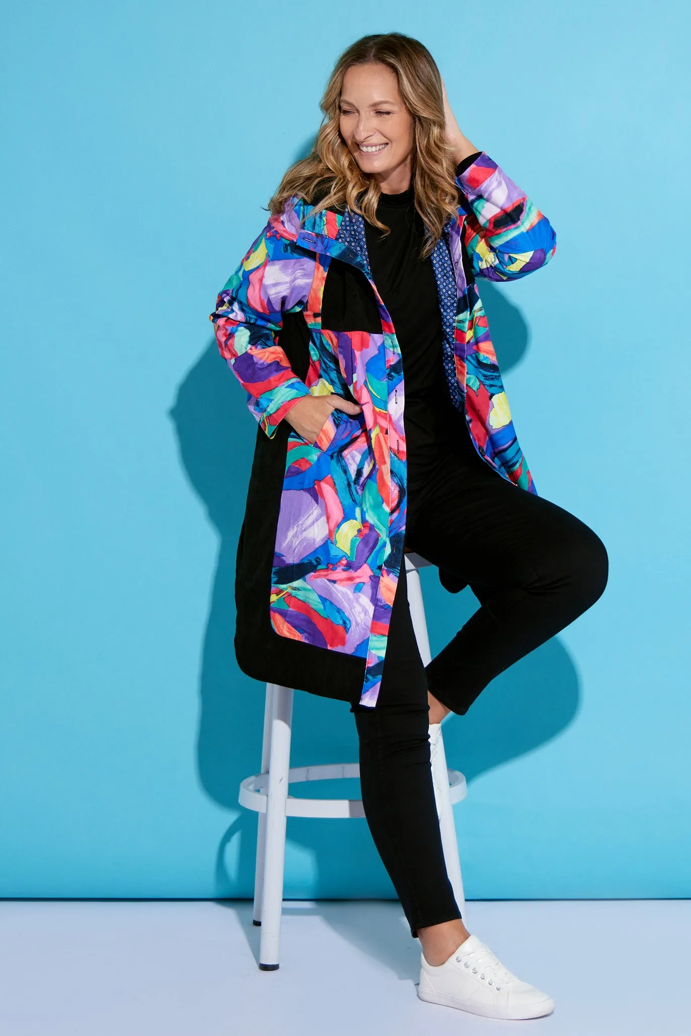 Bicheno Corduroy Coat - Rainbow Swirl