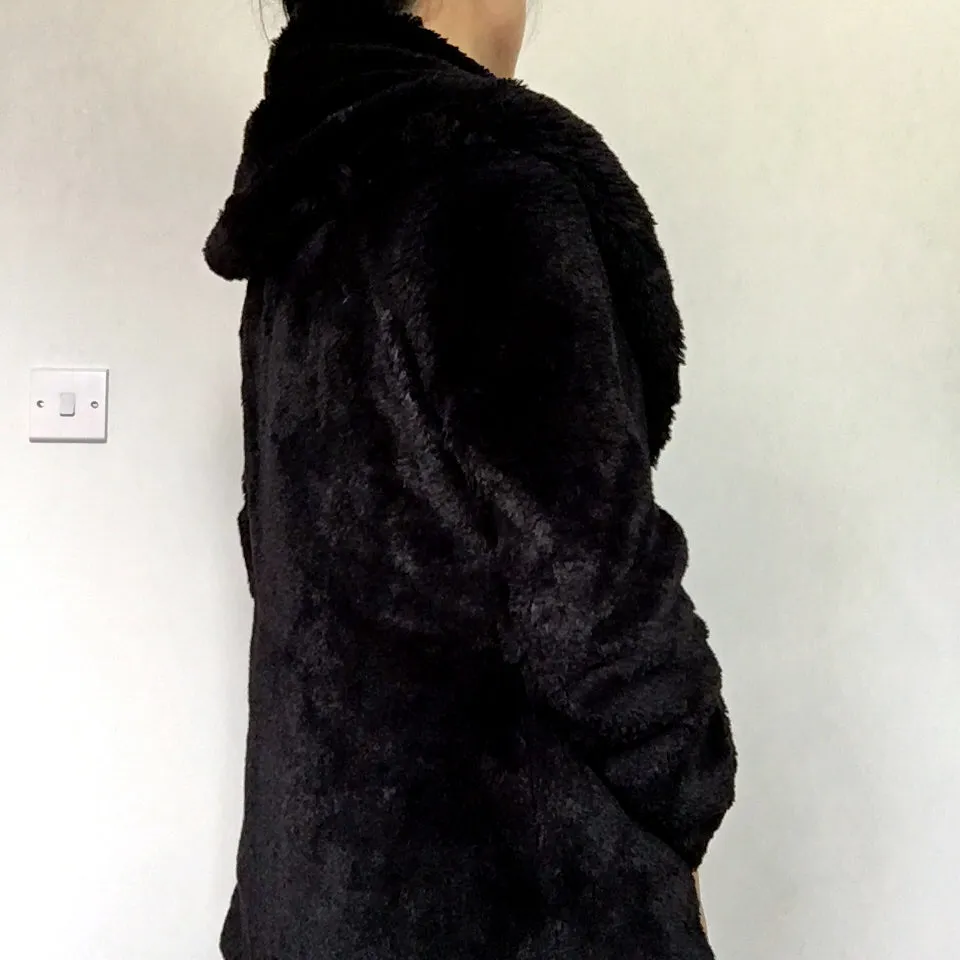 BLACK FAUX FUR COAT