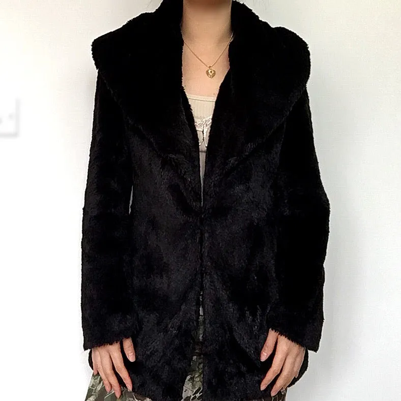 BLACK FAUX FUR COAT