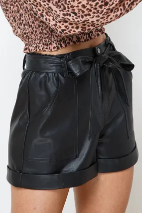 Black Vegan Leather Shorts