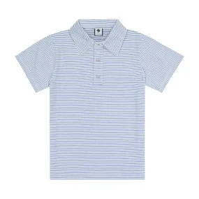 Boys Short Sleeve Polo Mini Sky Blue Stripe