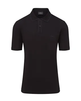 Brioni Short Sleeve Brioni Logo Pique Polo (Black)