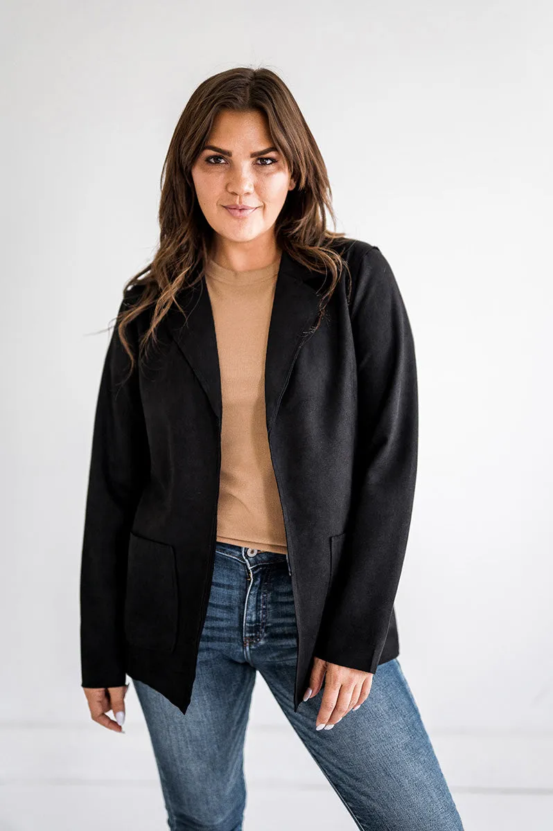 Candice Black Suede Blazer - Size Small Left