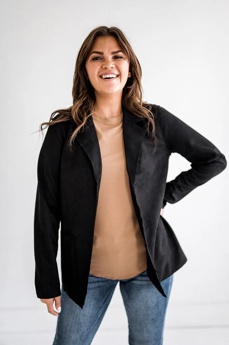 Candice Black Suede Blazer - Size Small Left