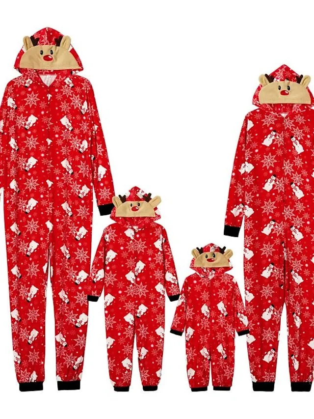 Christmas Pajamas Ugly Family Deer Print Pajamas Set Home Party Dress Up Christmas Gifts Green Blue Gray Long Sleeve Mom Dad and Me Daily Matching Outfits