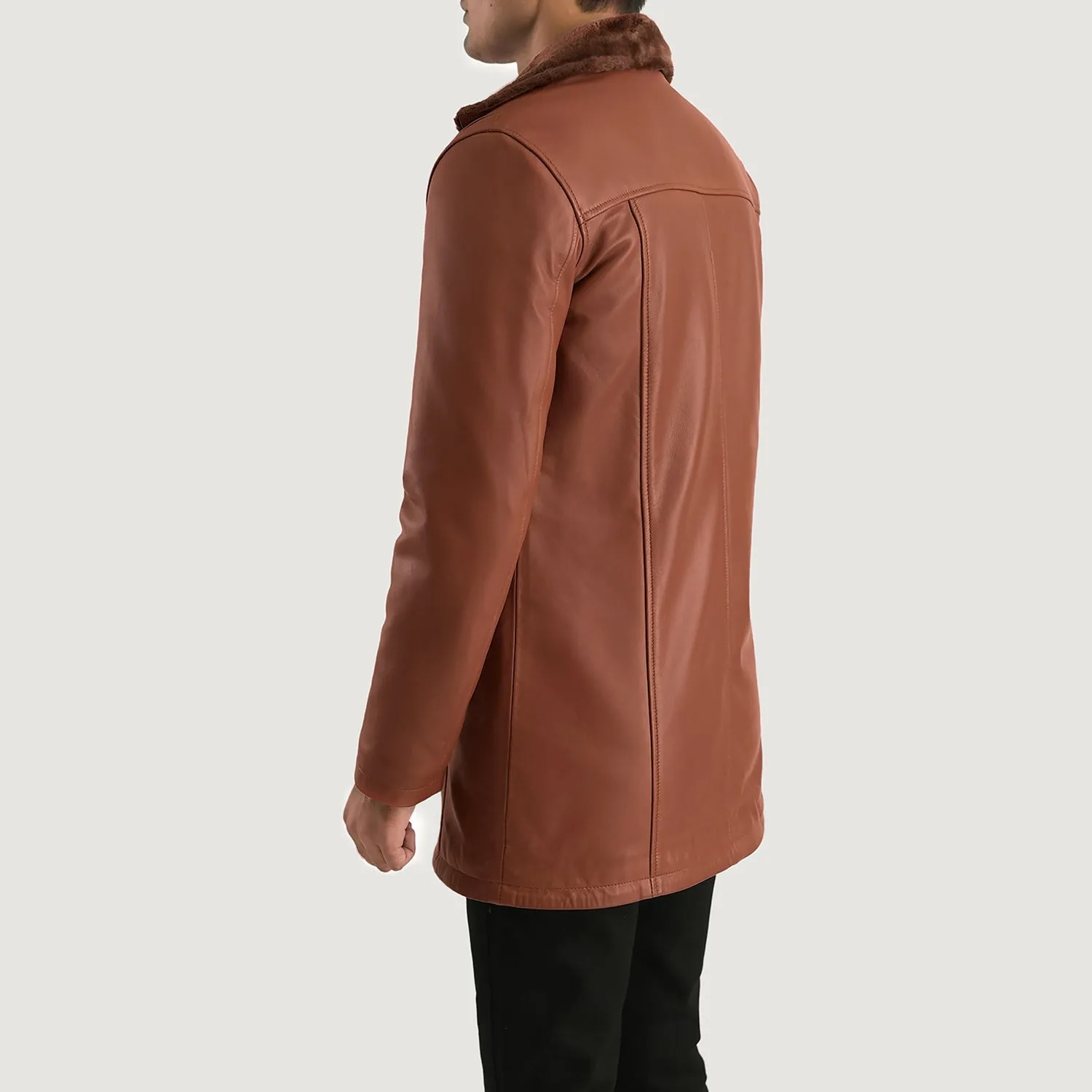 Cinnamon Brown Leather Fur Coat