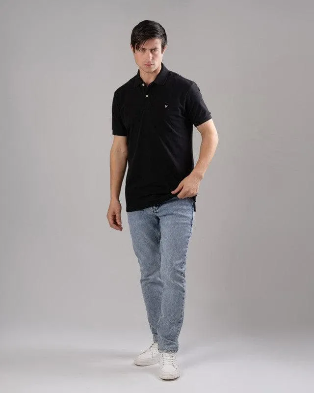 CLASSIC FIT PIQUE POLO SHIRT - BLACK