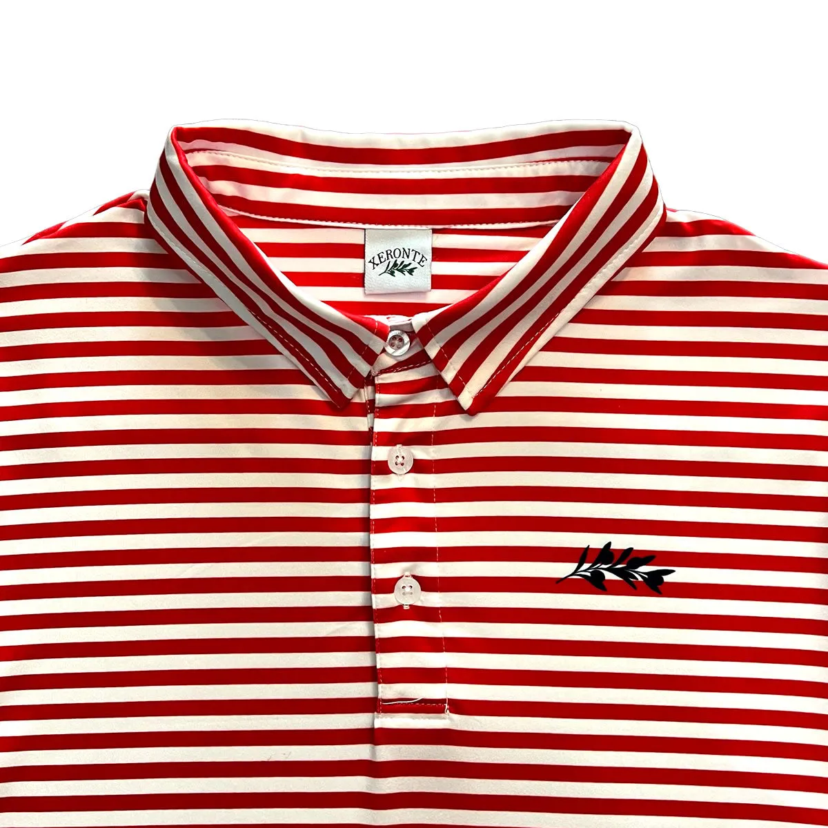 Classic Men's Red and White Striped Polo Golf Shirt