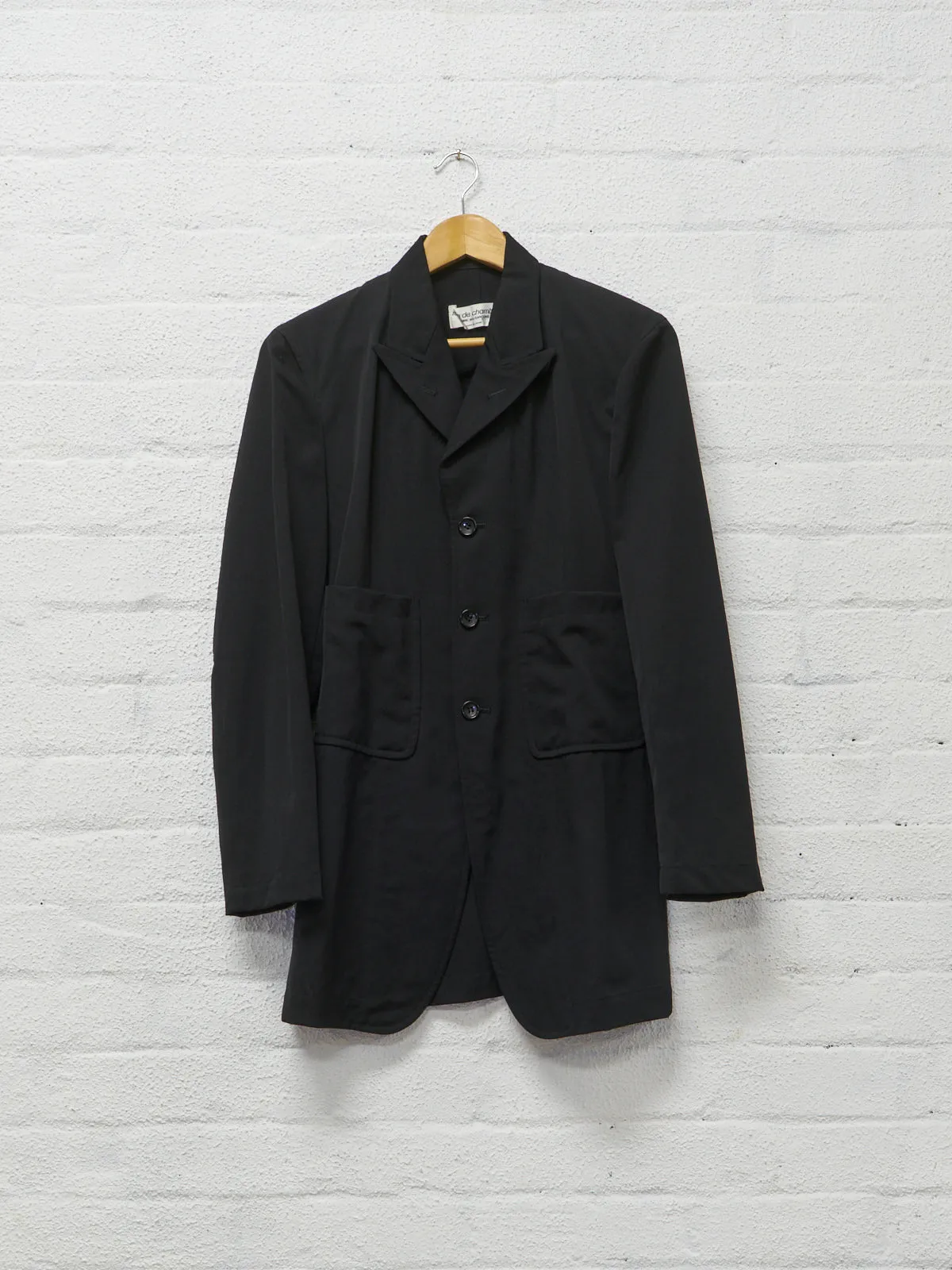 Comme des Garcons 1997 black wool peak lapel patch pocket blazer - womens S M