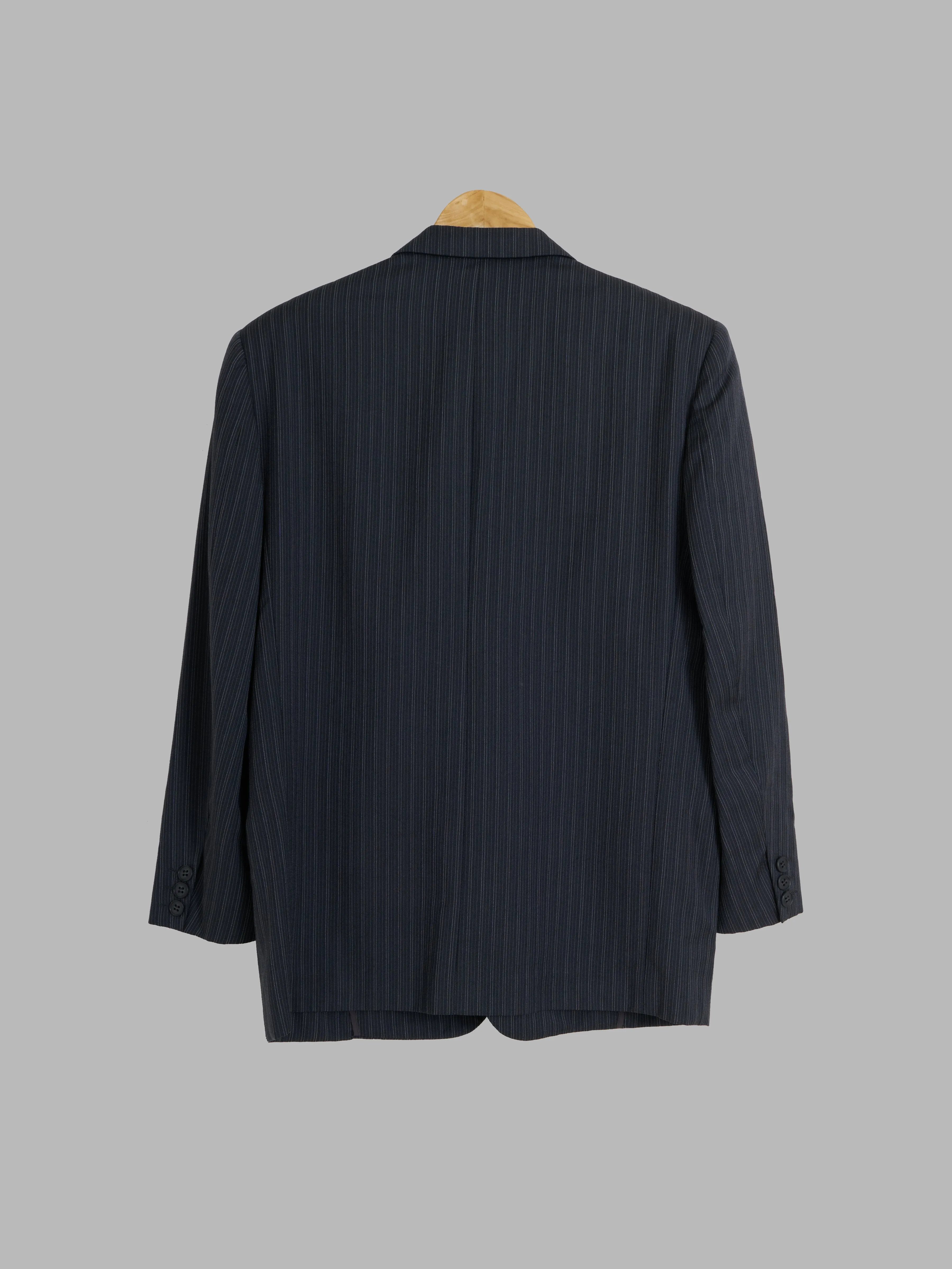 Comme des Garcons Homme 1980s dark grey wool stripe 2 button blazer - S M