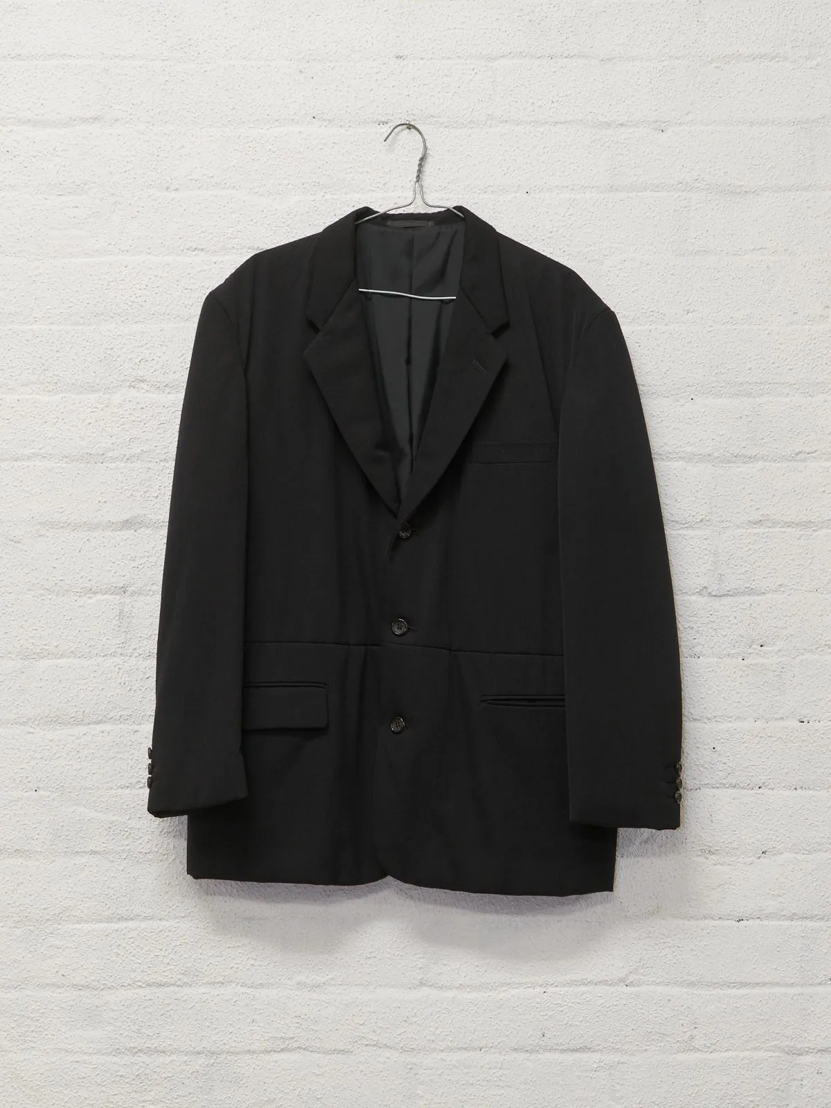 Comme des Garcons Homme 1991 black padded wool 3 button drawstring blazer - sz M