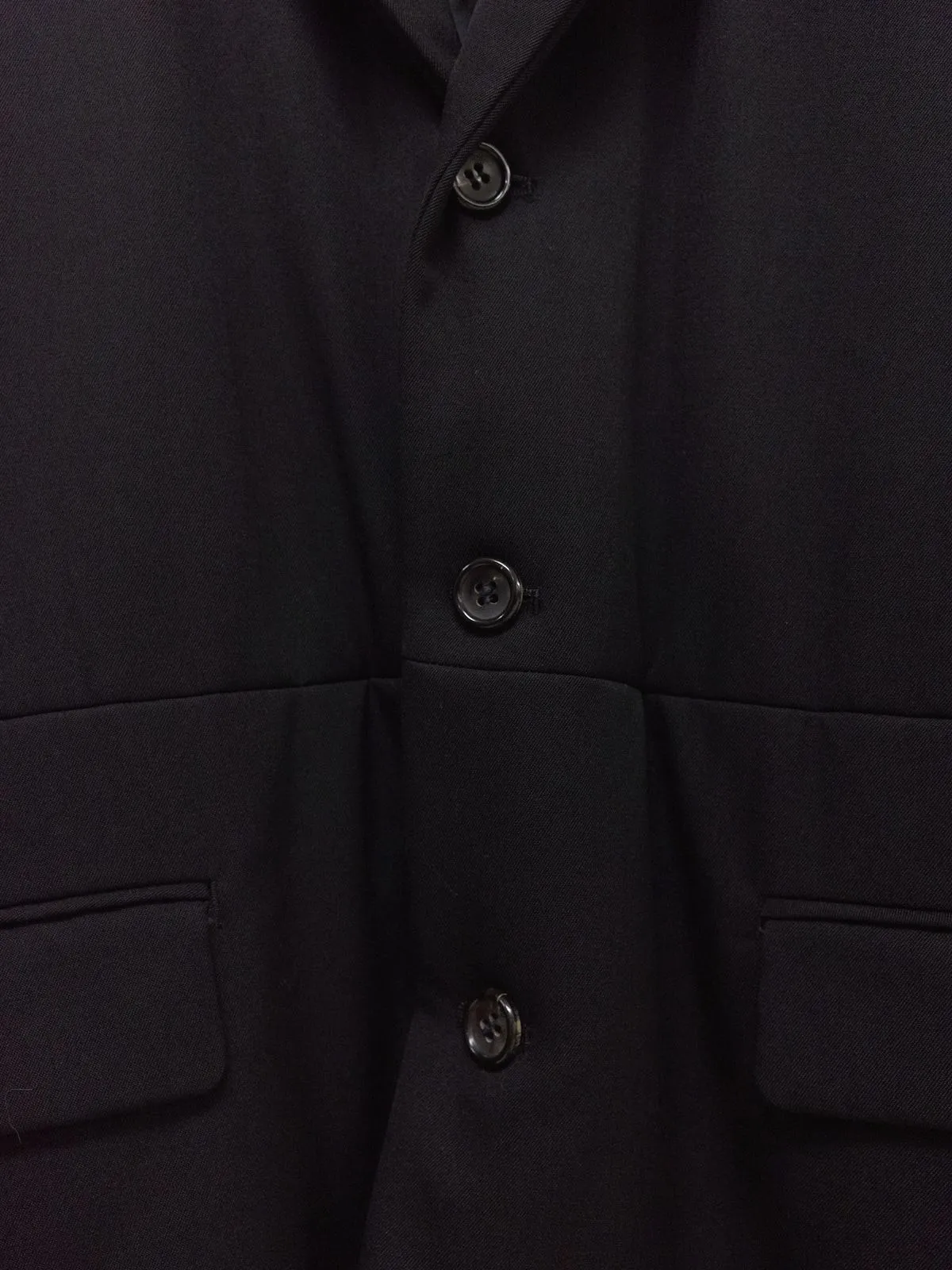 Comme des Garcons Homme 1991 black padded wool 3 button drawstring blazer - sz M