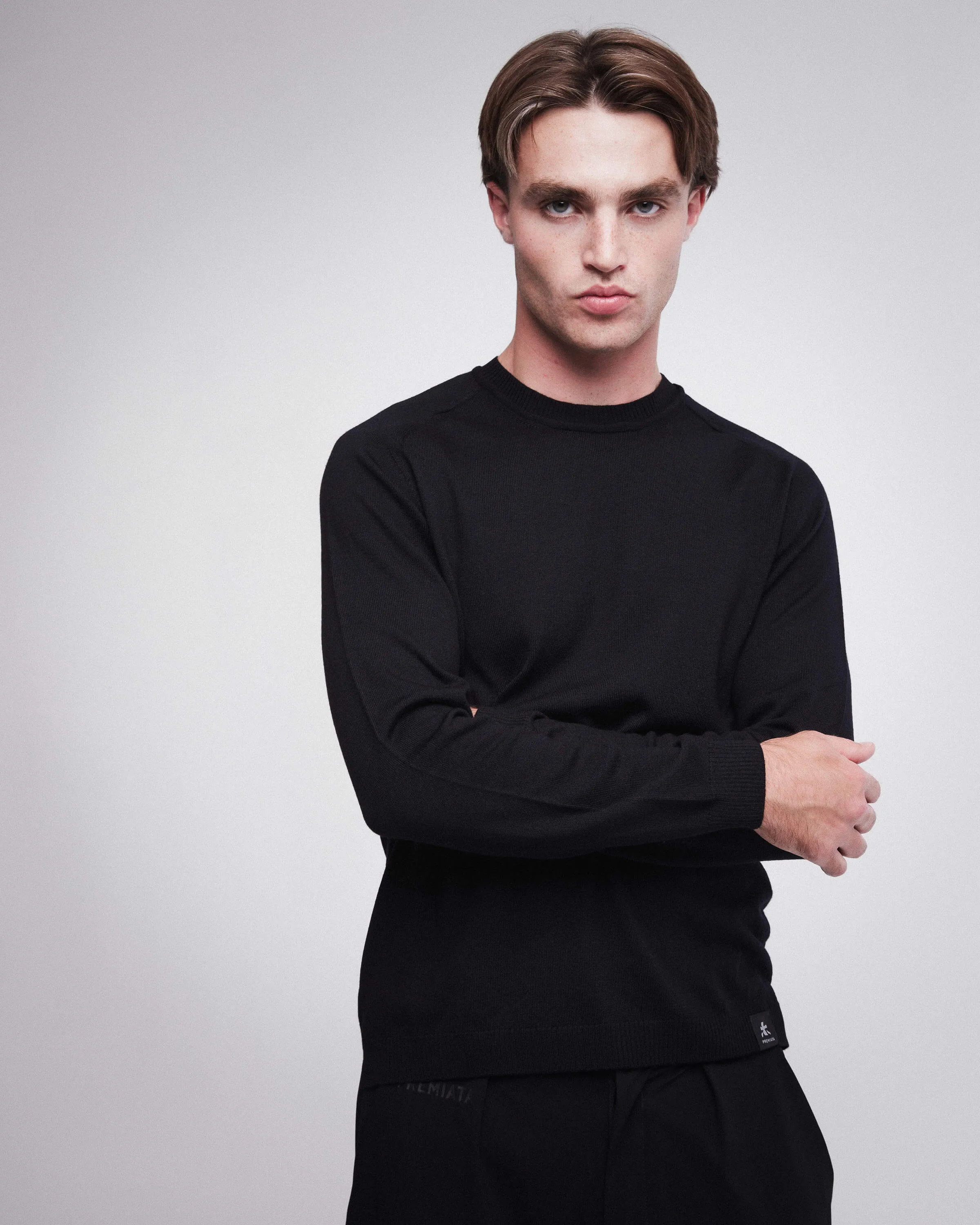 Crewneck Wool Sweater Black PMG01100