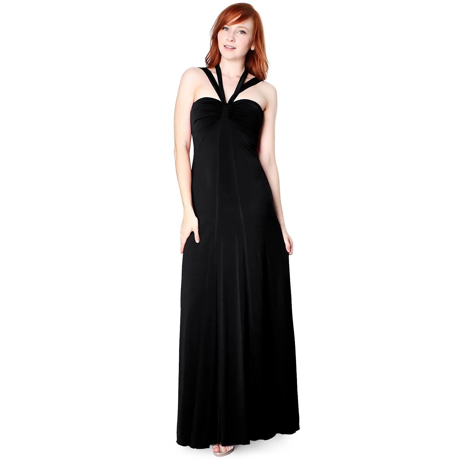 Cross Tie Halter Long Evening Dress