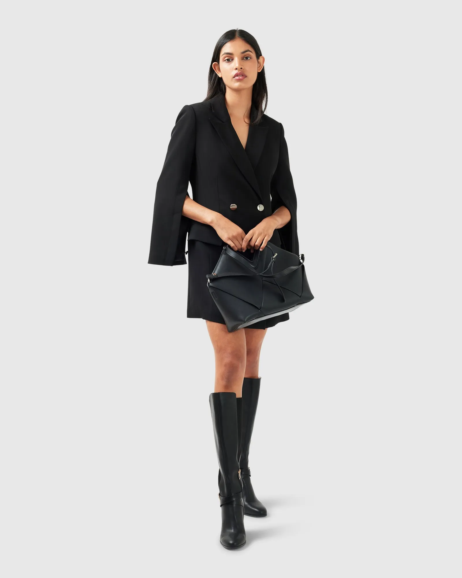 Diamond Heart Blazer Dress - Black