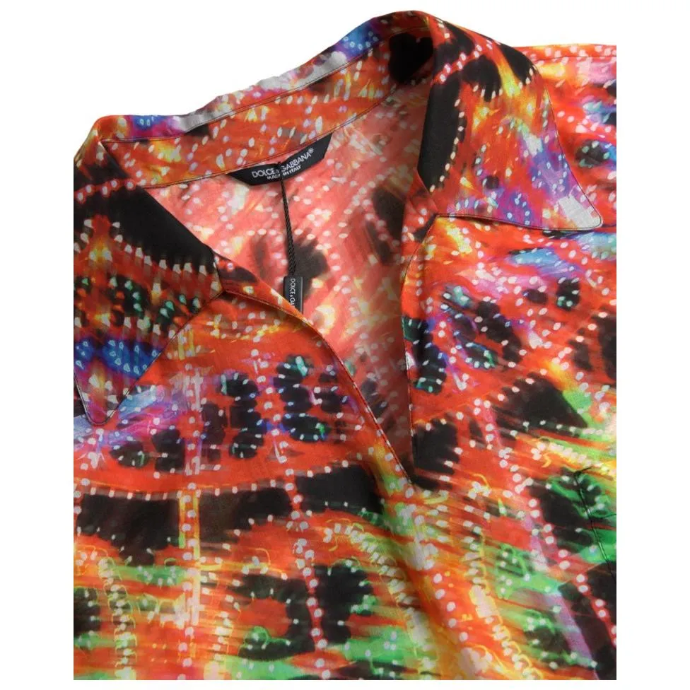 Dolce & Gabbana Multicolor Luminarie Print Cotton Polo Shirt