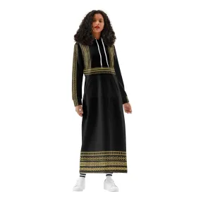 Elegant Black Casual Long Hoodie Dress