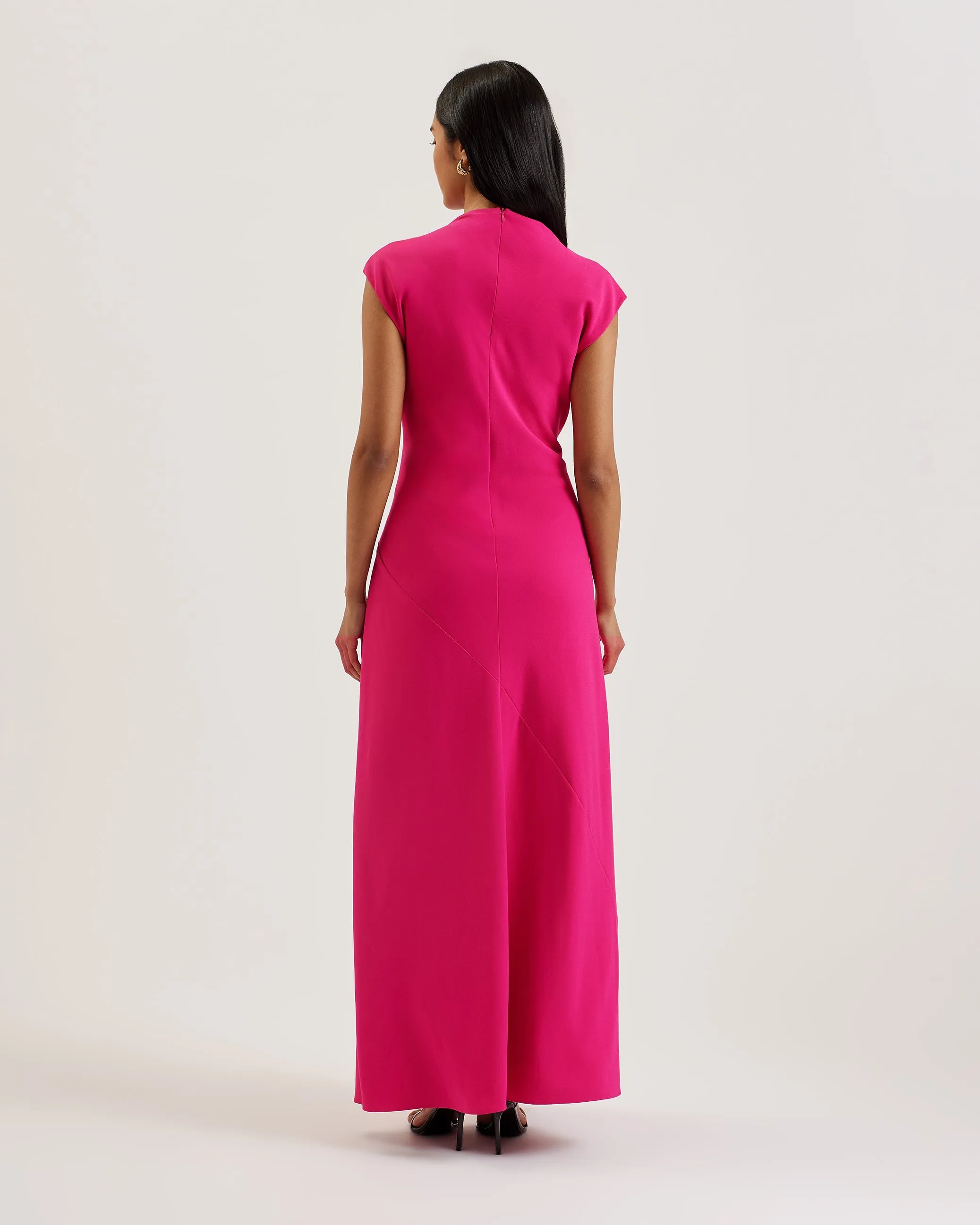 Ereas Drape Detail Slip Maxi Dress Pink