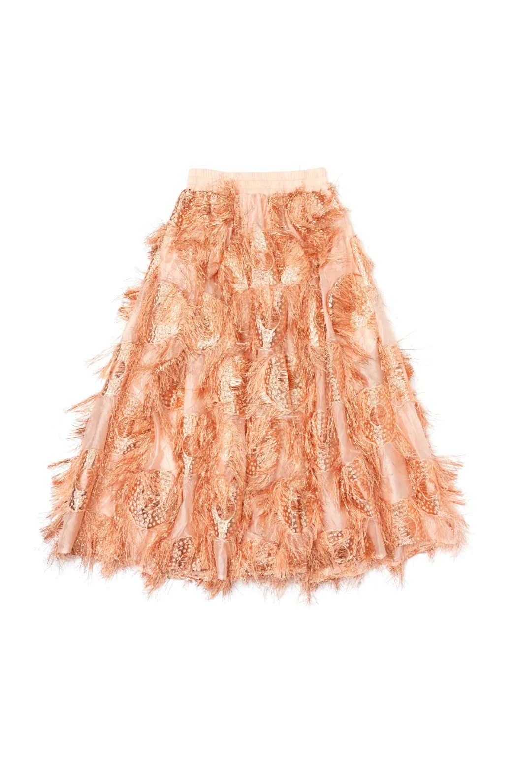 Eyelash Elastic Waist Skirt - Rose Gold