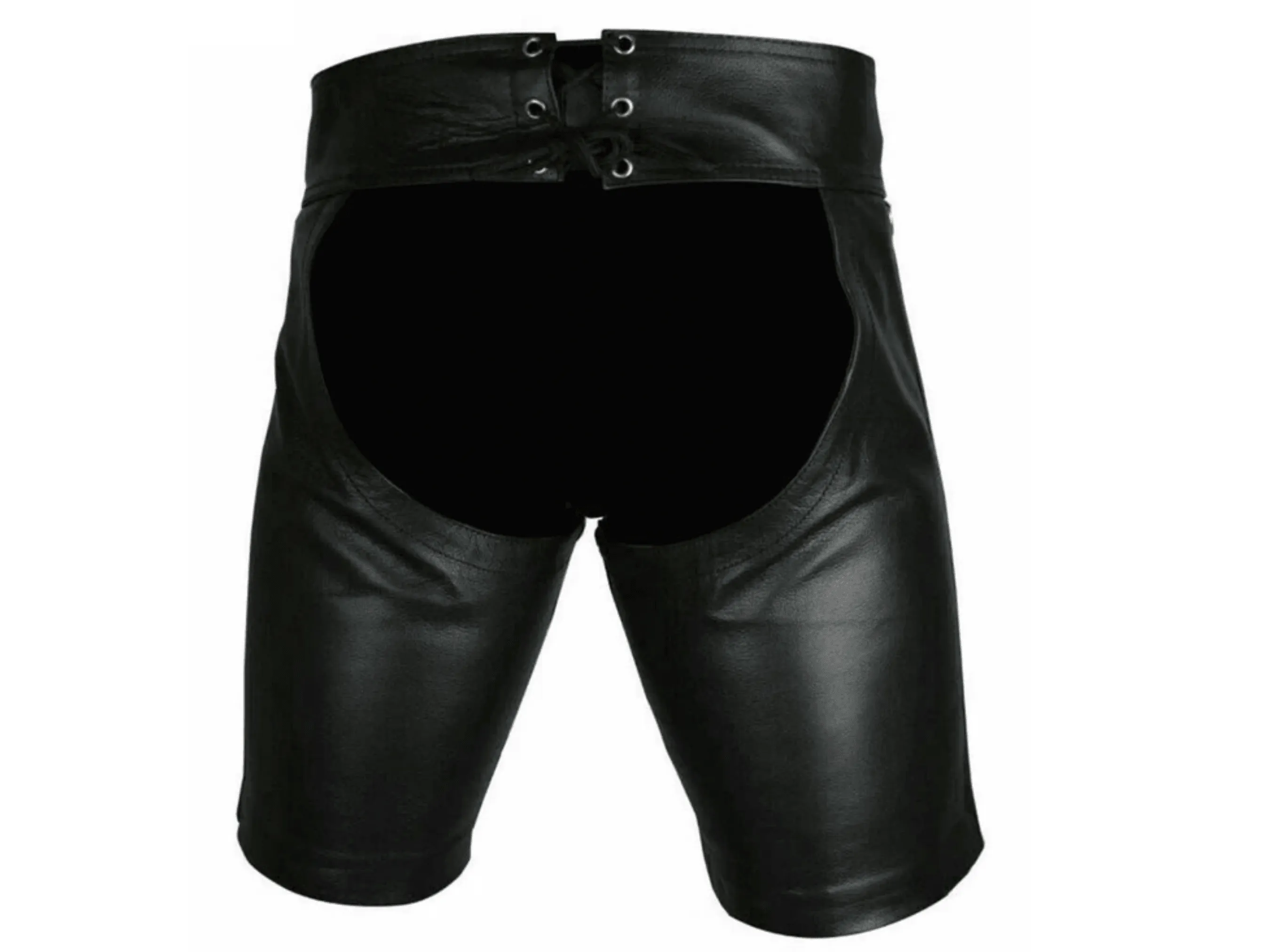 Fetish Wear Hollow Out Bondage Leather Shorts with Jockstrap