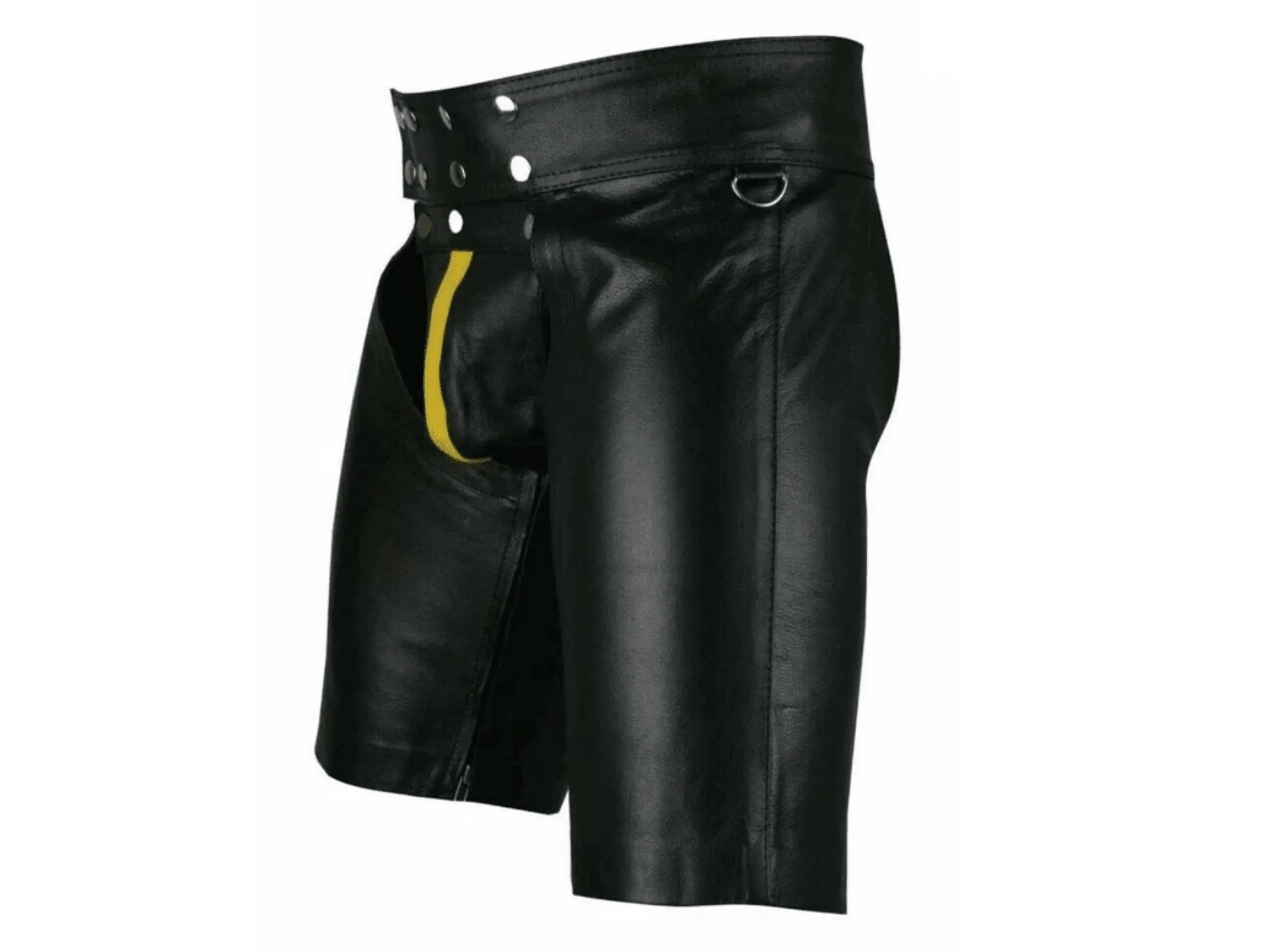 Fetish Wear Hollow Out Bondage Leather Shorts with Jockstrap