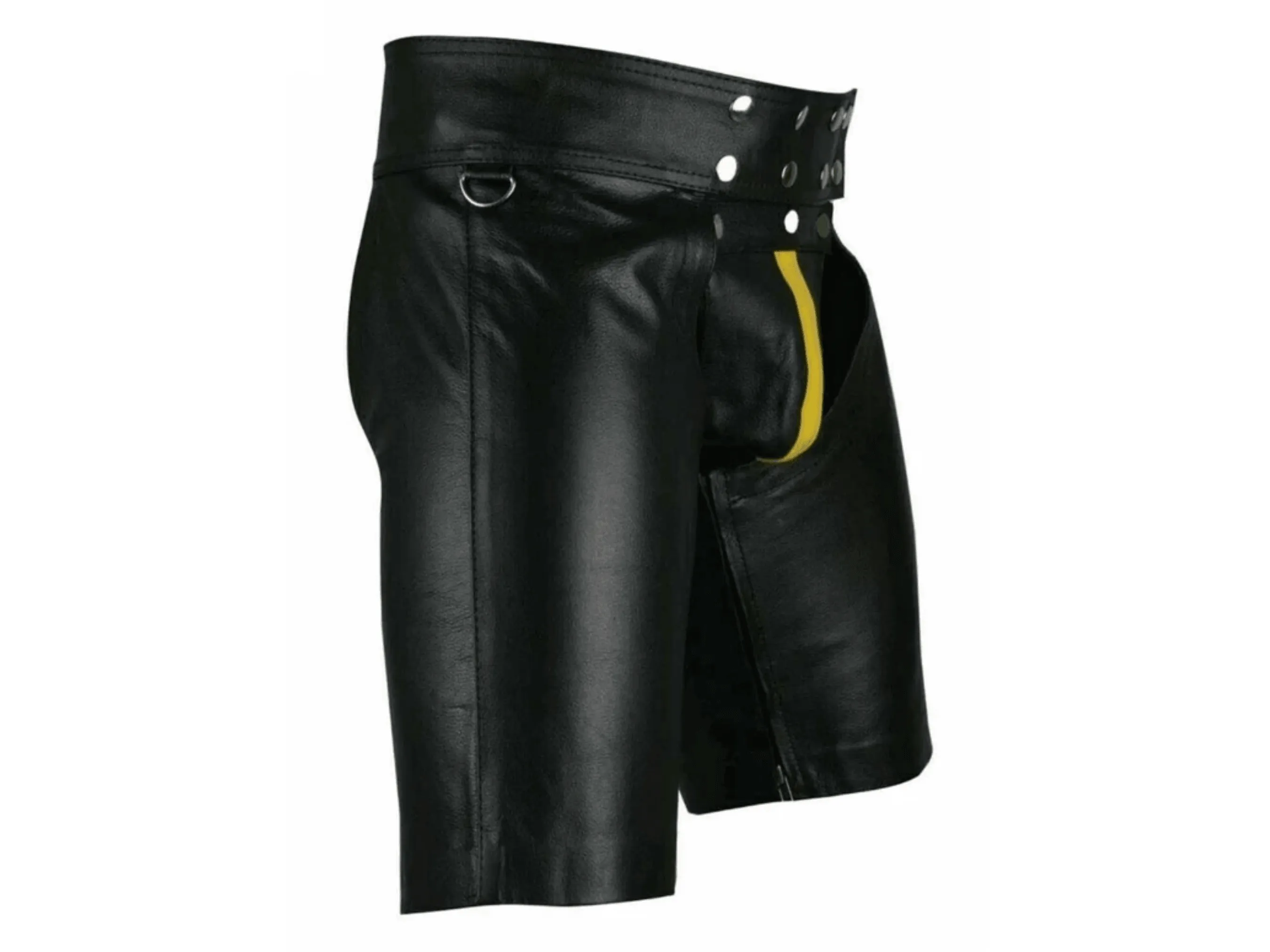 Fetish Wear Hollow Out Bondage Leather Shorts with Jockstrap