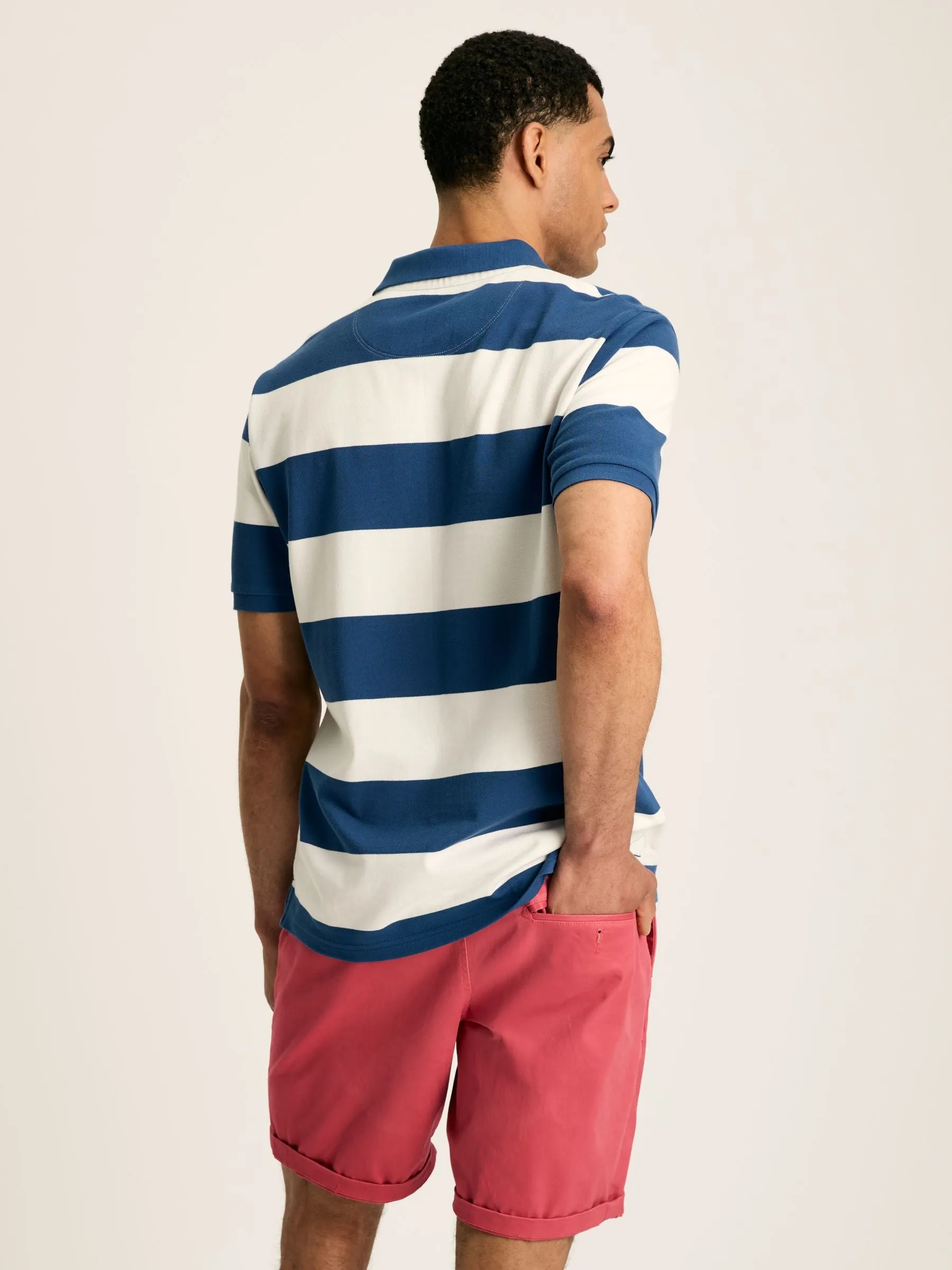 Filbert Blue/White Regular Fit Striped Polo Shirt