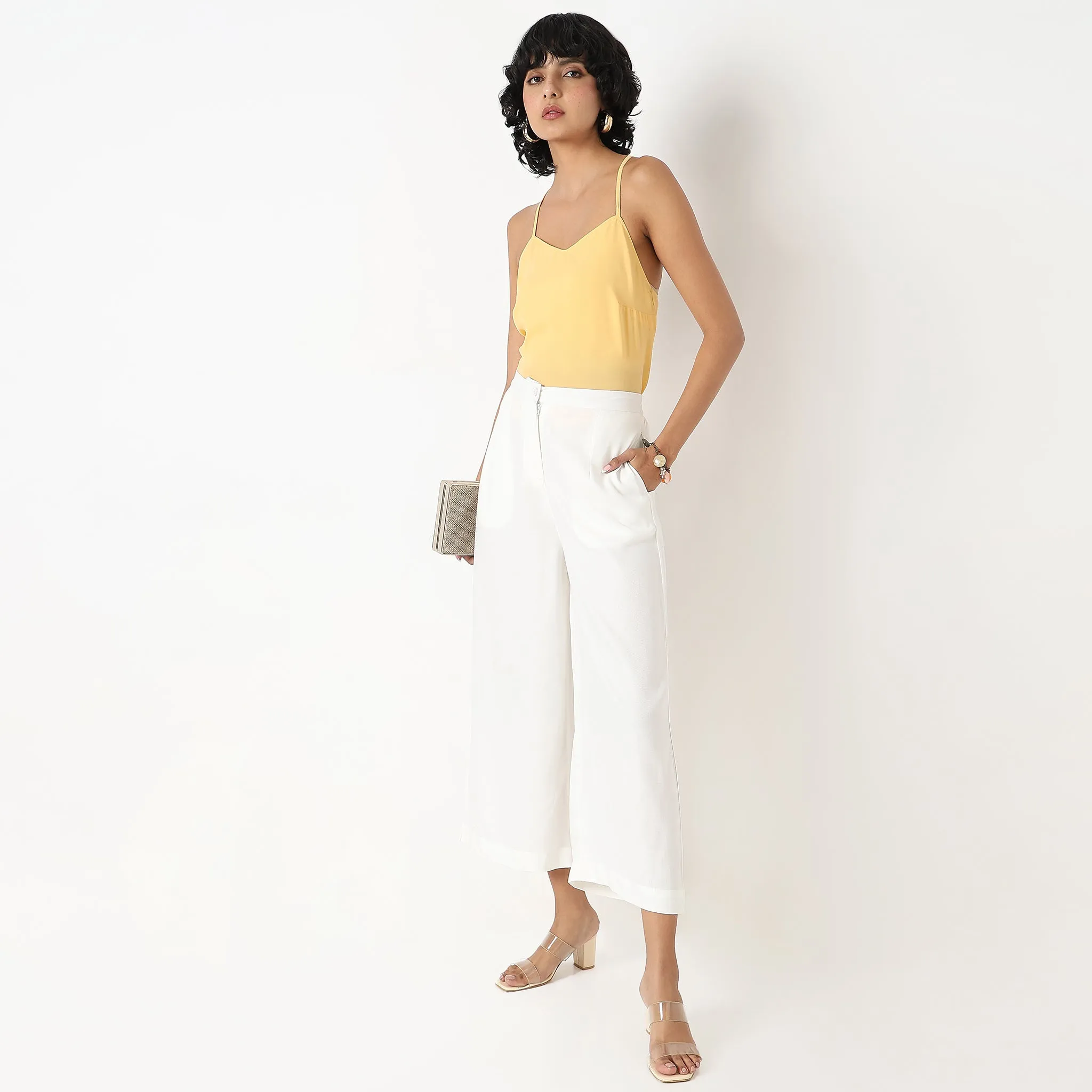 Flare Fit Solid High Rise Culottes