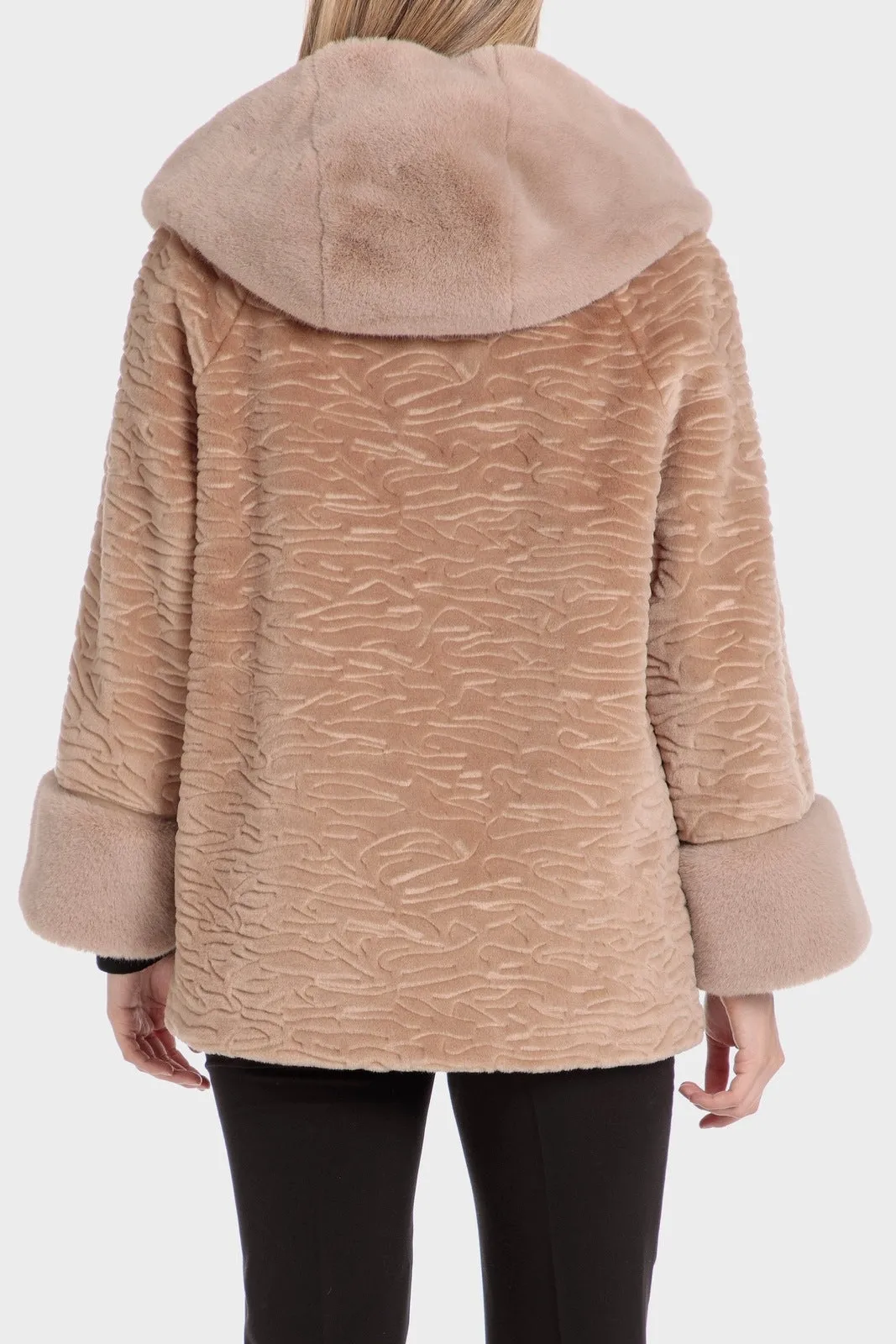 Fur Three-Quarter Coat - Beige