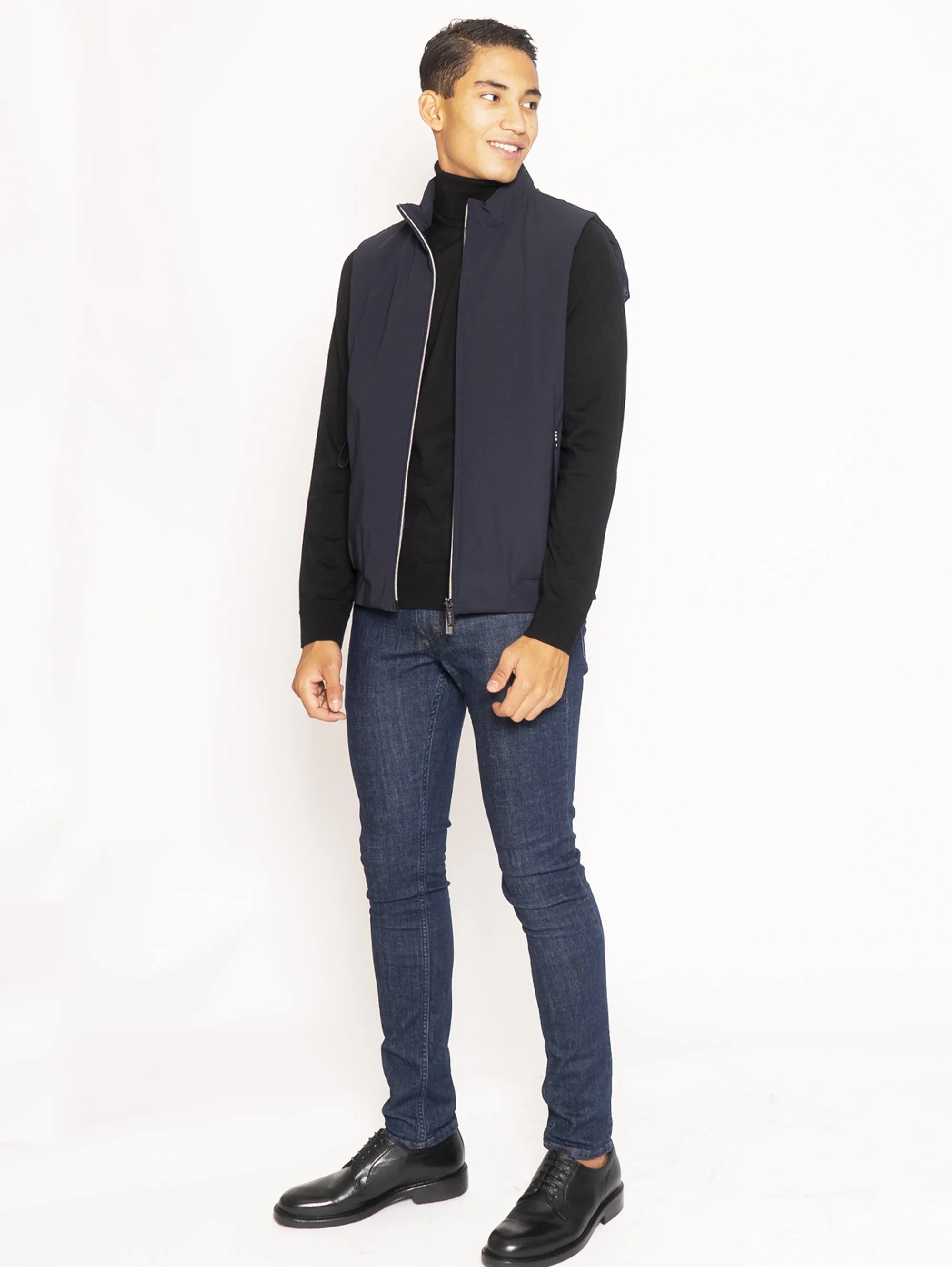 Gilet in Tessuto Super Matt Blu