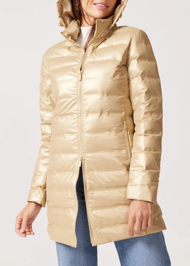 Gold Shimmer Duck Down Puffer Coat