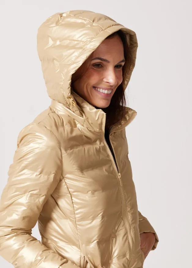 Gold Shimmer Duck Down Puffer Coat