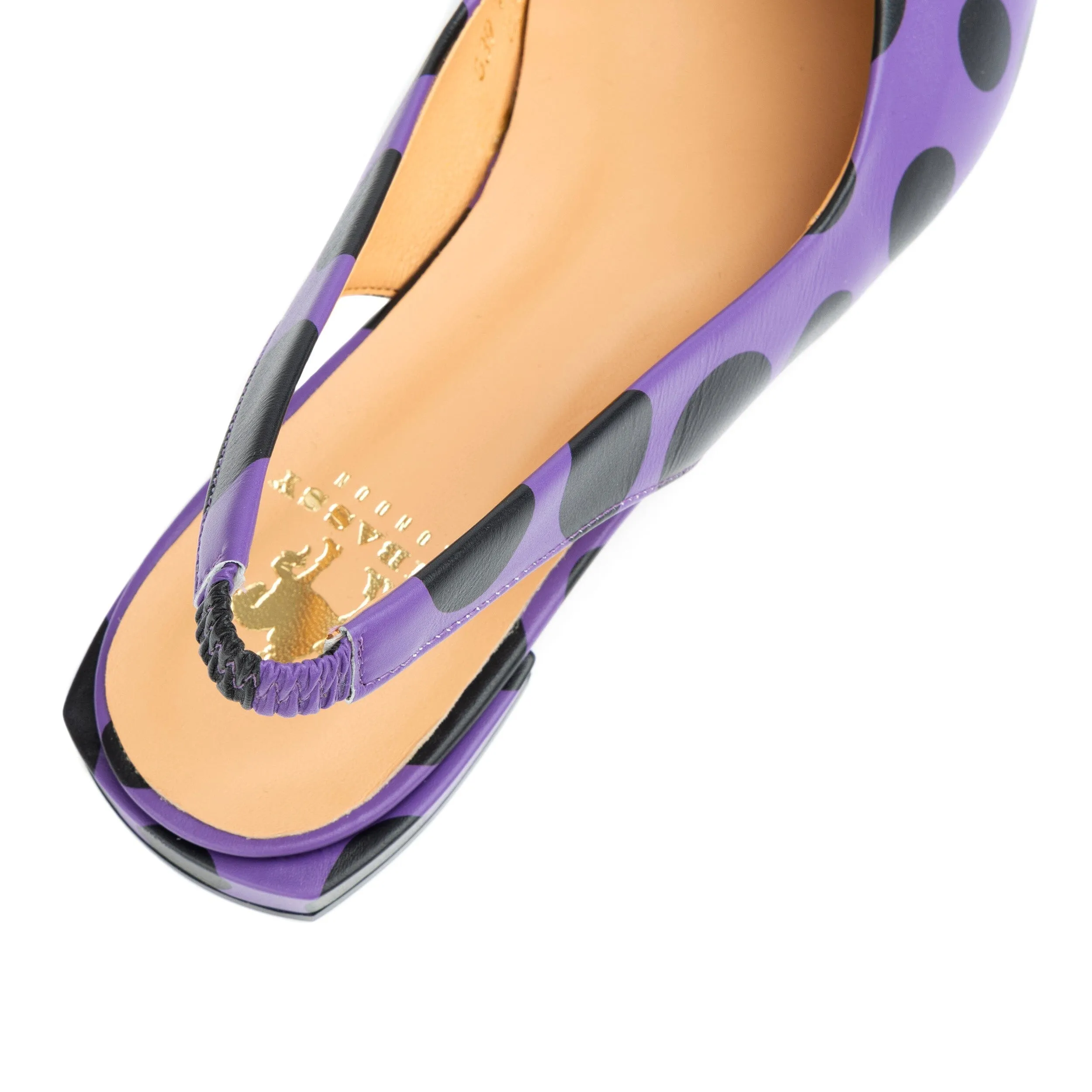 Holly - Black & Purple Polka Dot - Womens Designer Sandals