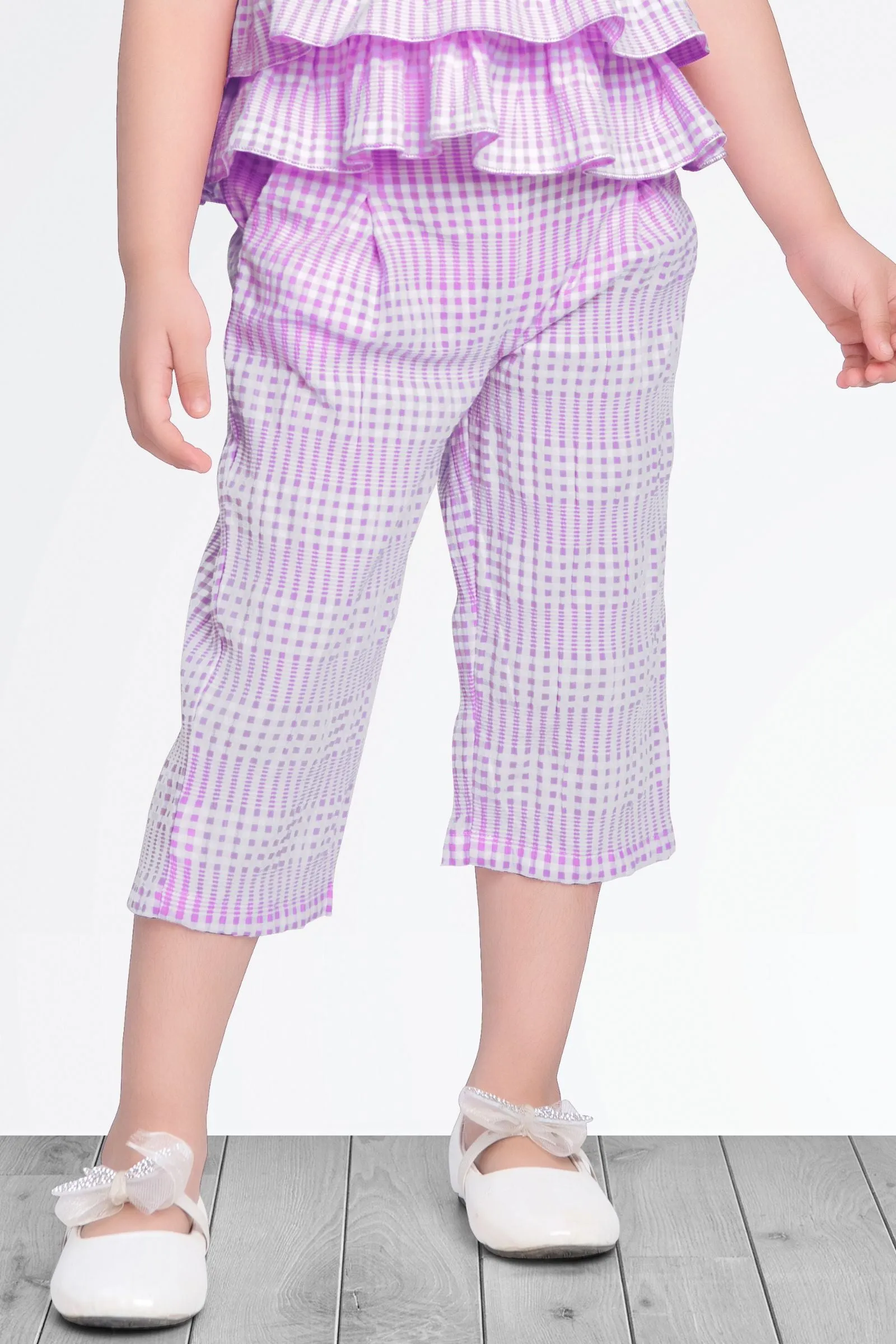 Lavender Printed Culottes Set for Girls