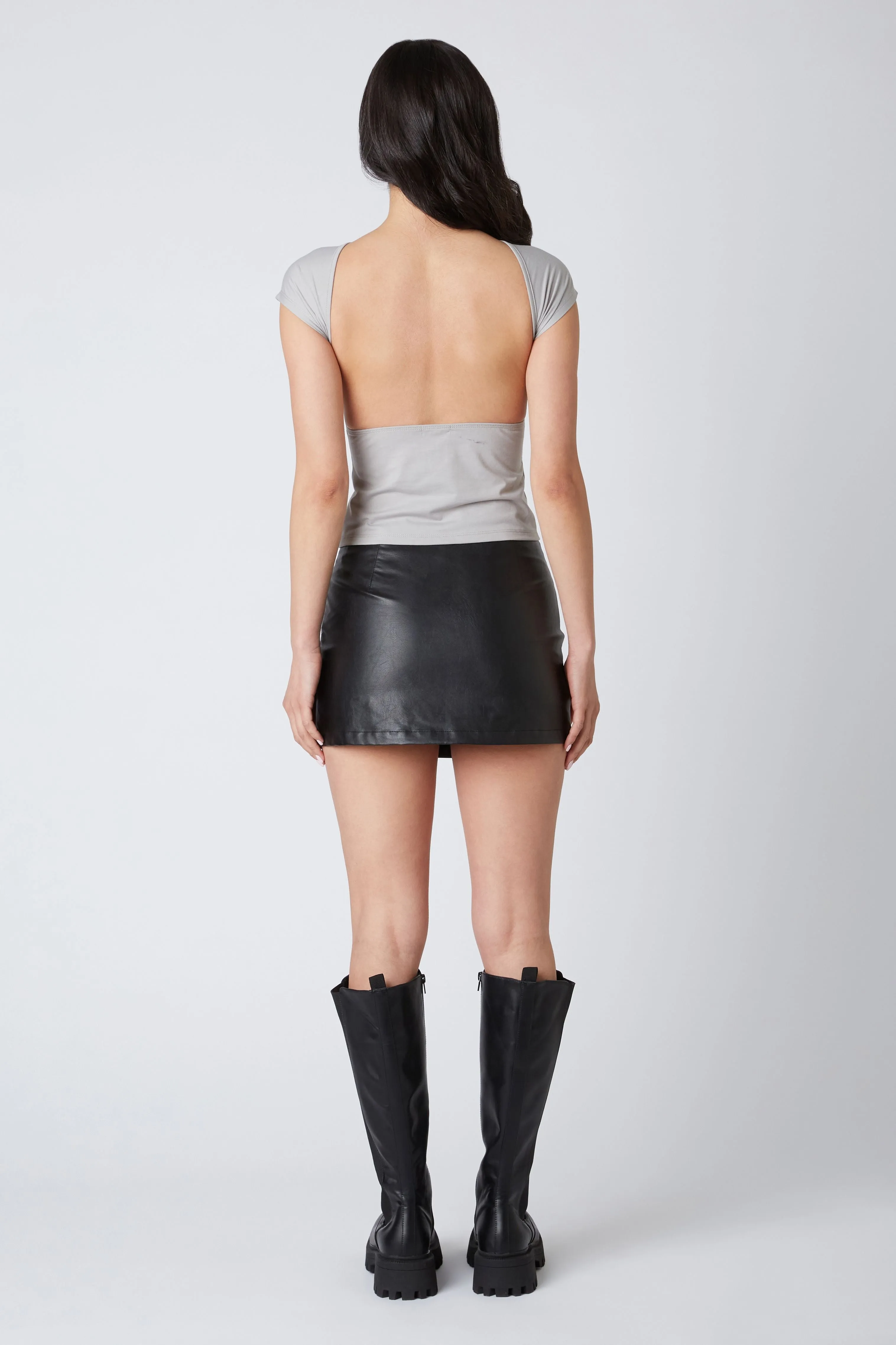 Level Up Vegan Leather Skort