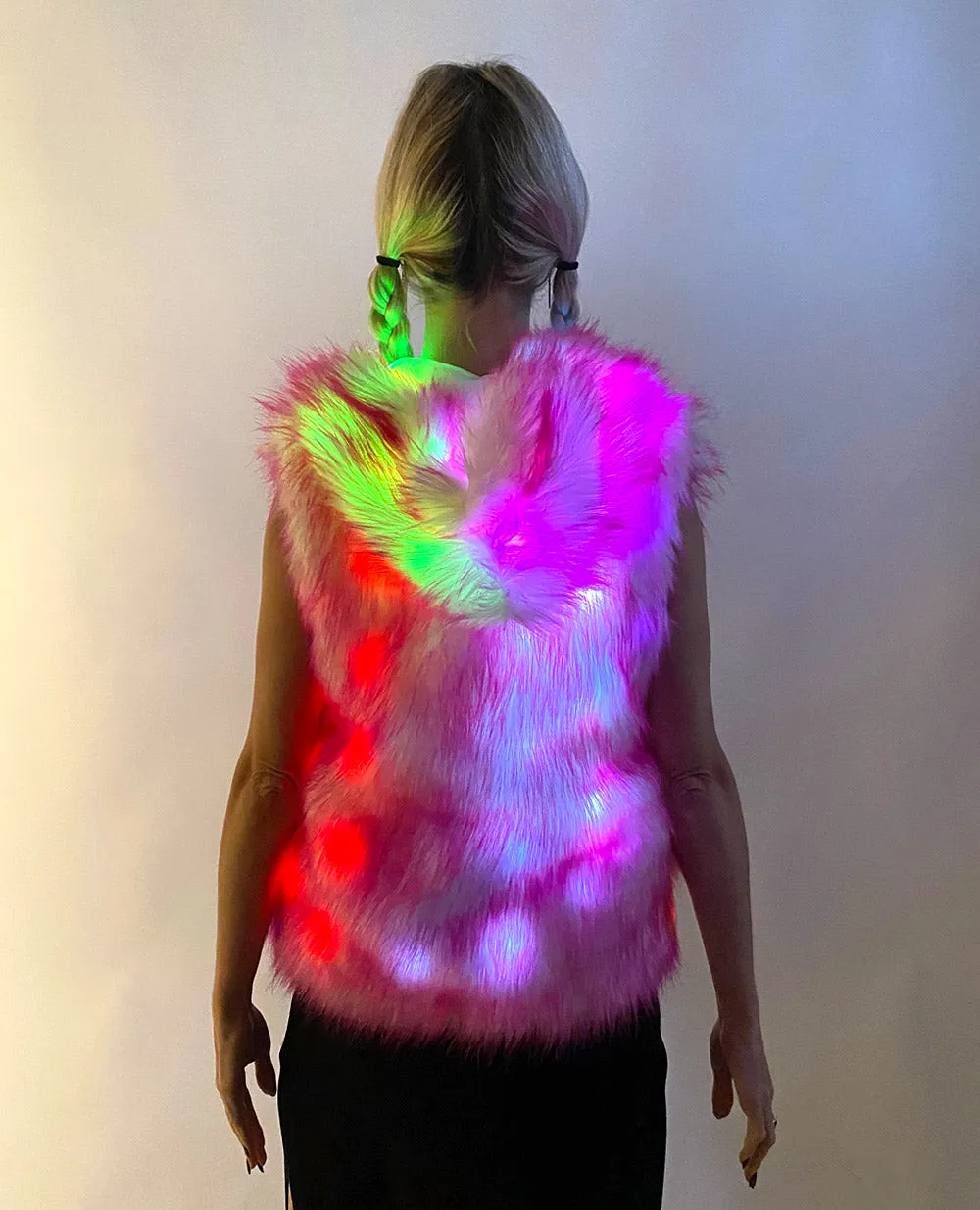 LIGHT UP FUR GILET SHORT