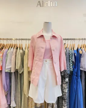 Linen pink love blazer