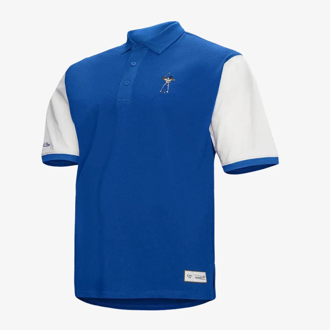 mens mitchell & ness x eastside golf 3/4 button polo (navy)