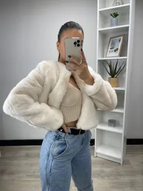 Millie faux fur jacket available in Sage, Milk, Latte, and Black