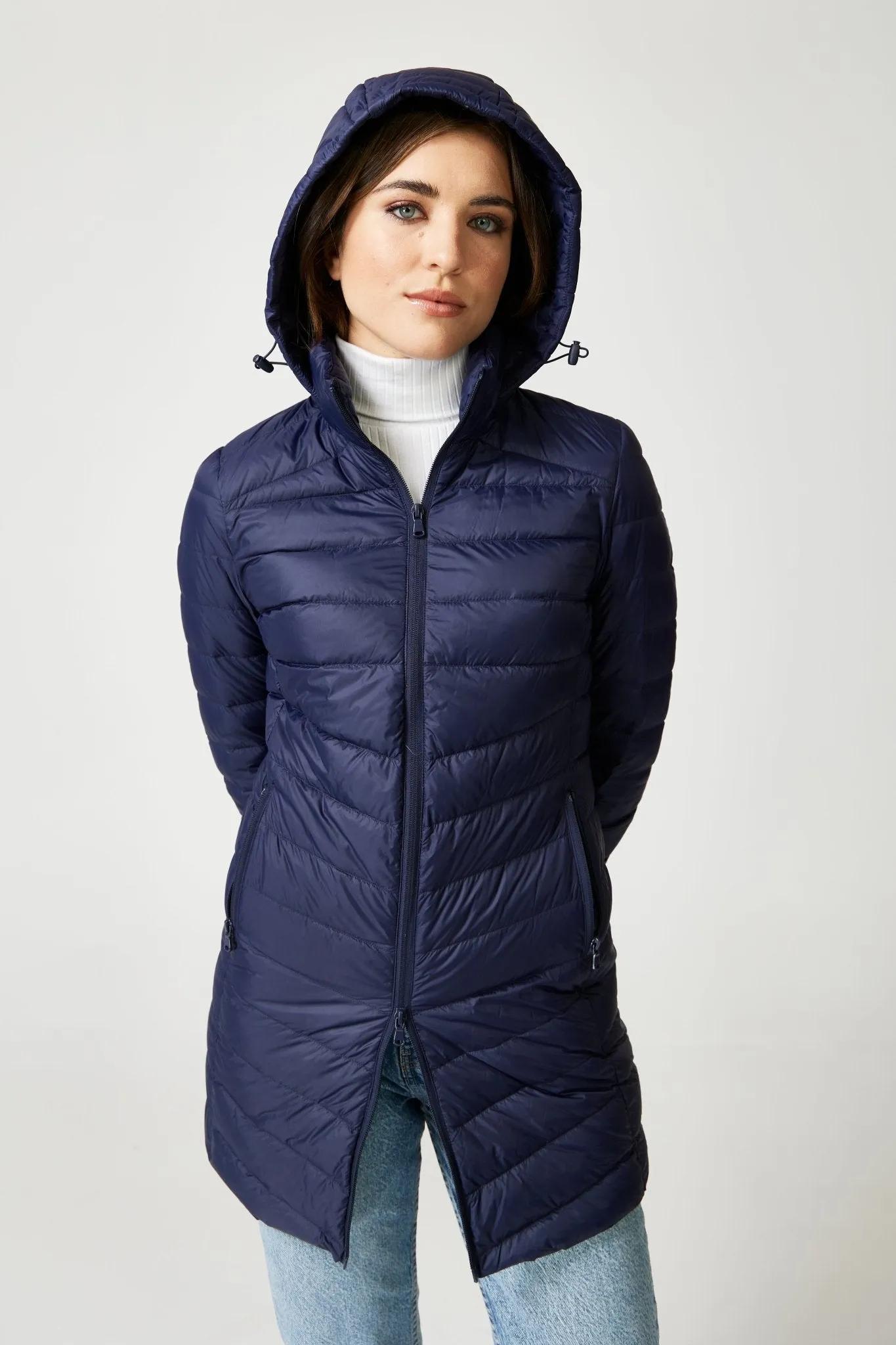 Navy Duck Down Puffer Coat