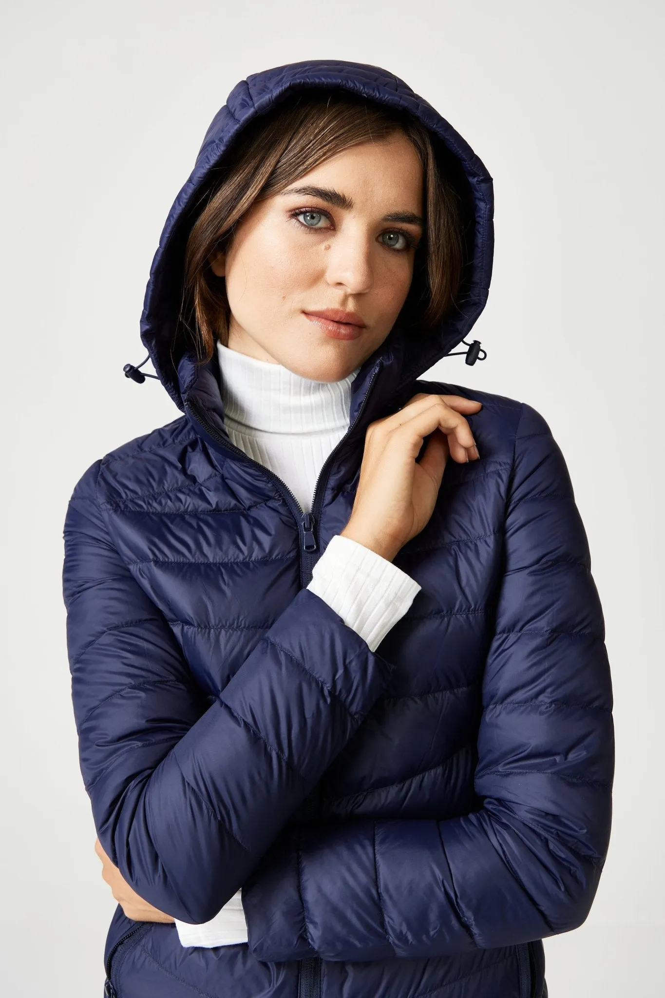 Navy Duck Down Puffer Coat