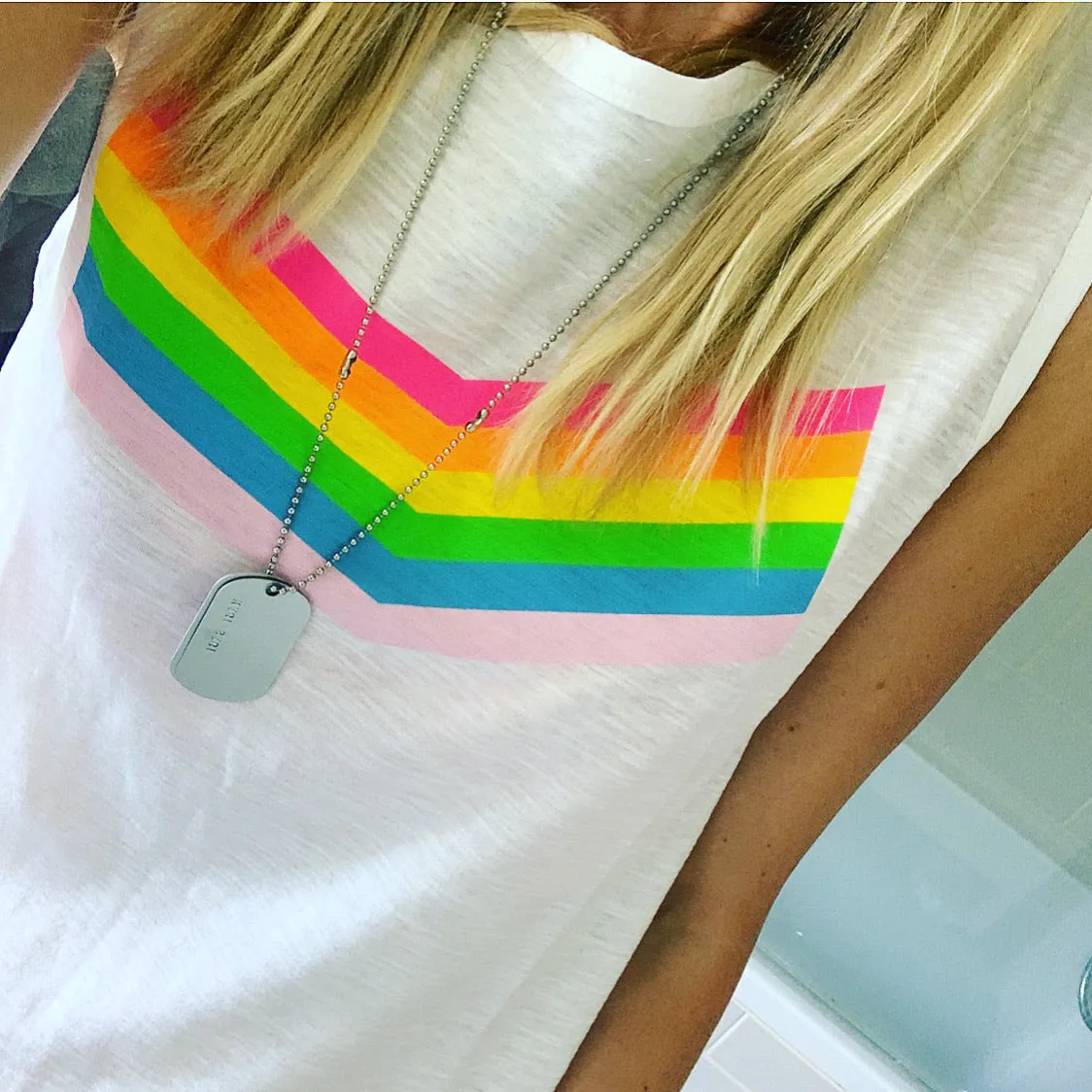 Neon rainbow tank top