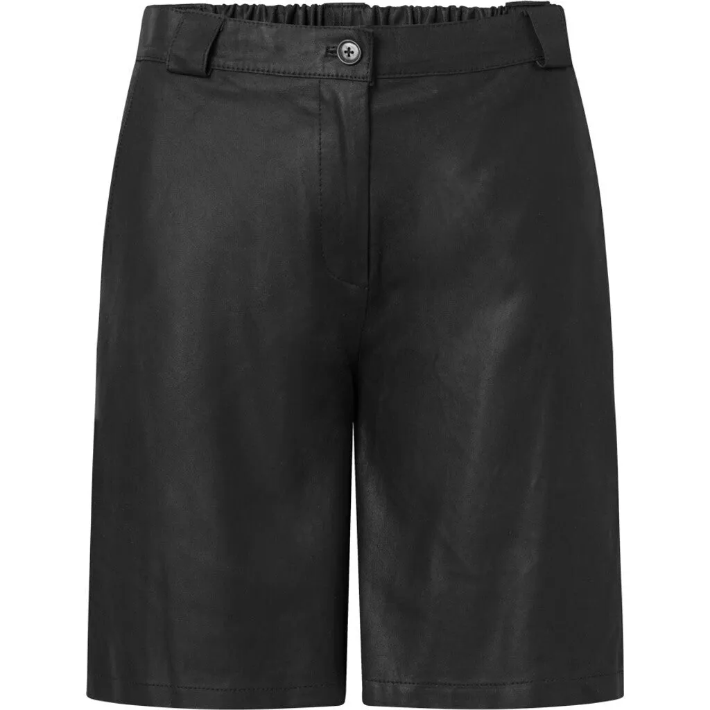 Nice leather shorts in soft quality / 50766 - Black (Nero)