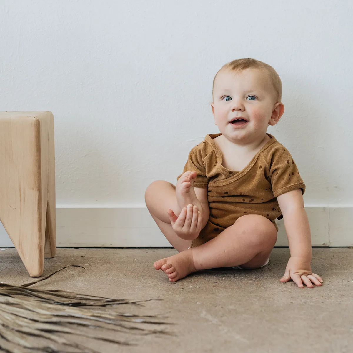 Organic Terry Bodysuit-Brick Splatter - Last Size: 3-6 Months