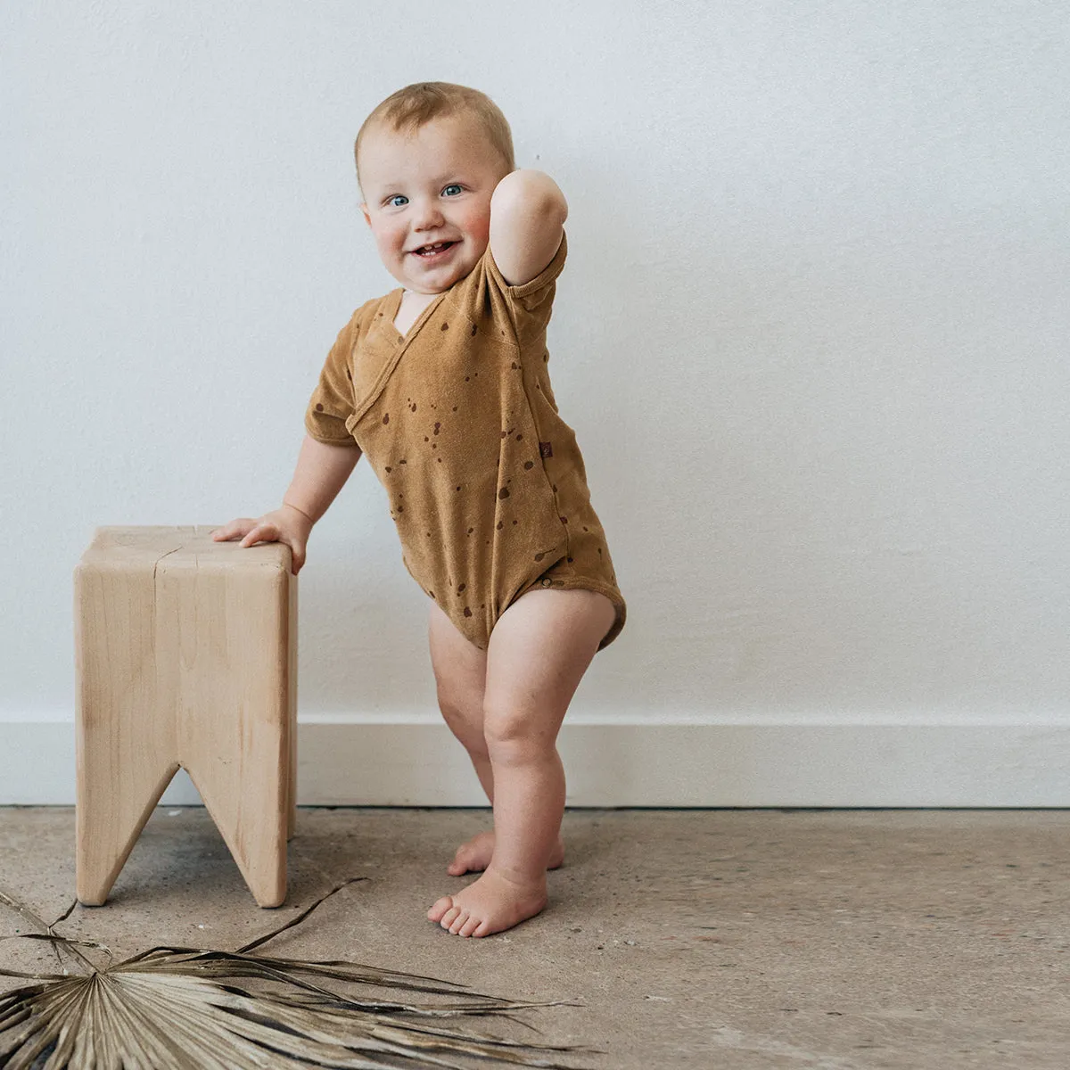 Organic Terry Bodysuit-Brick Splatter - Last Size: 3-6 Months