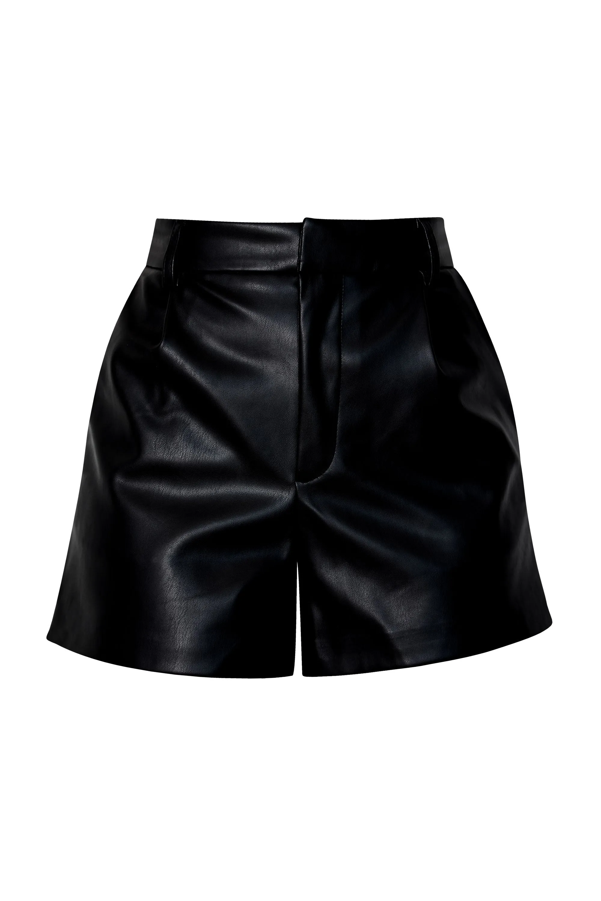 Orya Black Vegan Leather Shorts