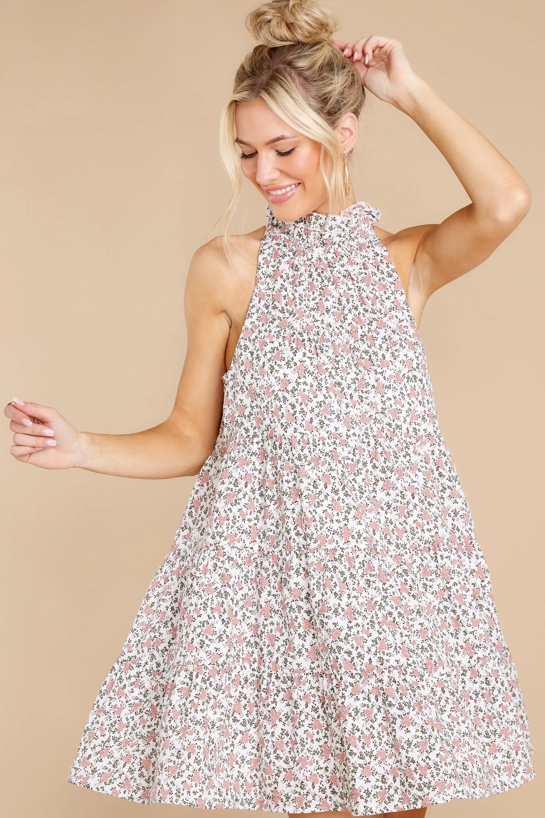 Perennial Millennial Pink Floral Print Dress