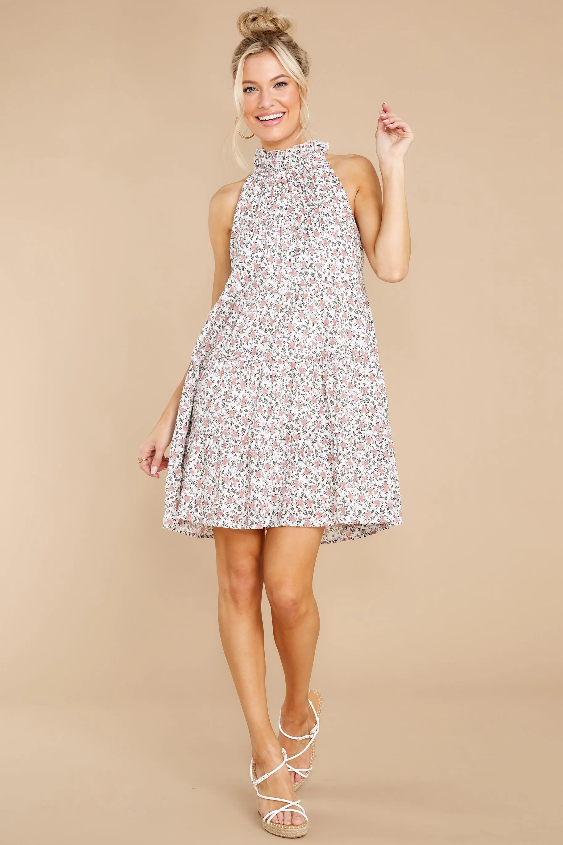 Perennial Millennial Pink Floral Print Dress