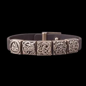 Pulsera de cuero Harnald Midgard hecha a mano